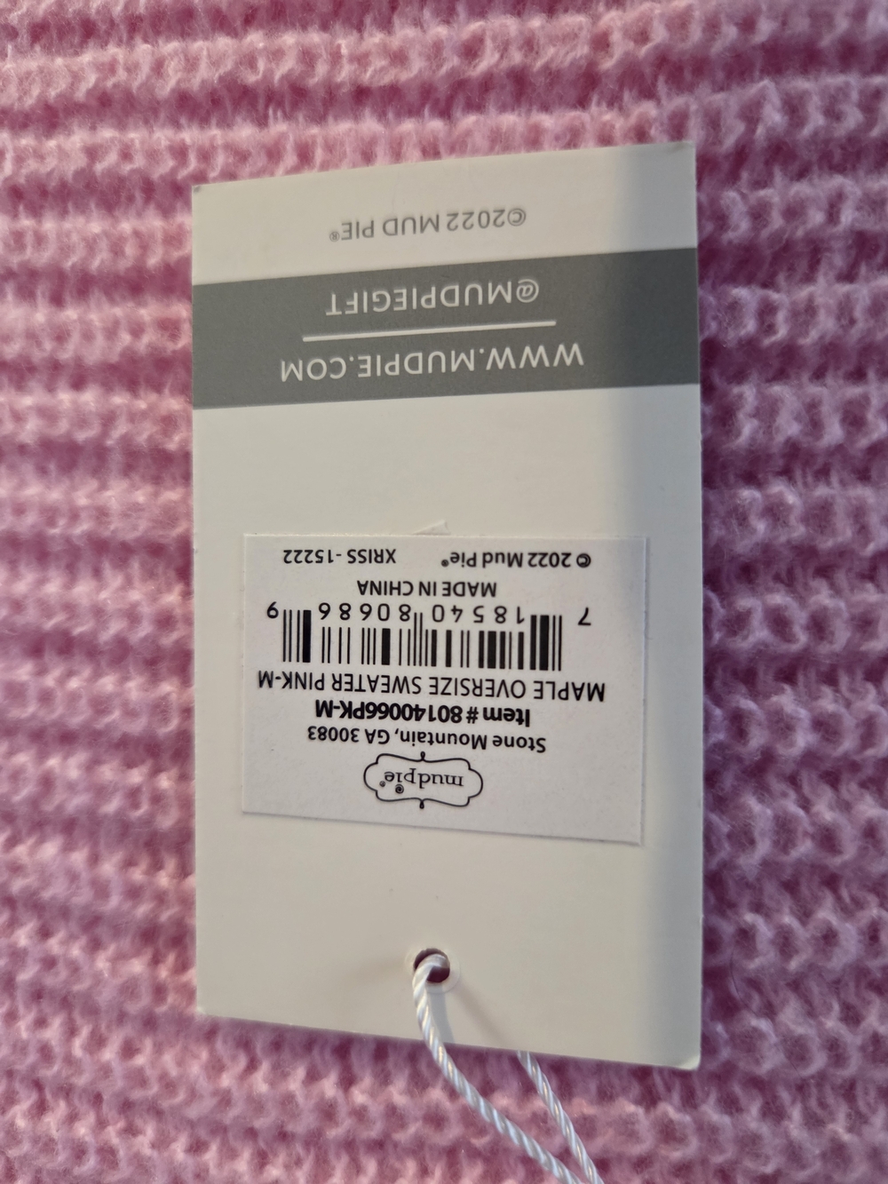 Mud Pie Two-Tone Pink and Cream Crewneck Sweater - Picture 7 of 9